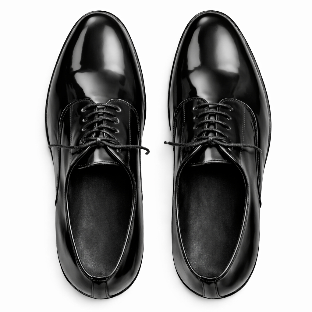 Mens Black Classic Noir Leather Derby
